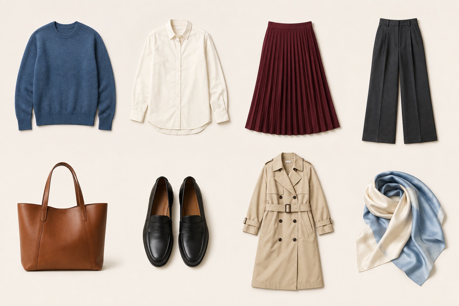 Sample wardrobe pieces from Alex Folzi’s styling studio